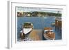 Boothbay Harbor, Maine - View of a Boat Landing and the Shore-Lantern Press-Framed Art Print