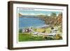 Boothbay Harbor, Maine - View of Monhegan Island, Beach Scene-Lantern Press-Framed Art Print