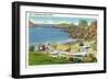 Boothbay Harbor, Maine - View of Monhegan Island, Beach Scene-Lantern Press-Framed Art Print