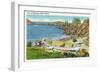 Boothbay Harbor, Maine - View of Monhegan Island, Beach Scene-Lantern Press-Framed Art Print