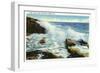 Boothbay Harbor, Maine - View of the Surf at Ocean Point-Lantern Press-Framed Art Print