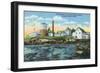 Boothbay Harbor, ME - View of a Fish Hatchery, Lobster Rearing Station-Lantern Press-Framed Art Print