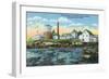 Boothbay Harbor, ME - View of a Fish Hatchery, Lobster Rearing Station-Lantern Press-Framed Art Print
