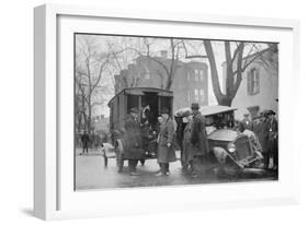 Bootleggers Carted Off to Prison after their Car Was Wrecked in a Police Chase-null-Framed Art Print