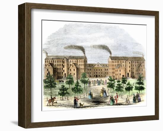 Boott Cotton Mills on the Merrimac River in Lowell, Massachusetts, c.1850-null-Framed Giclee Print