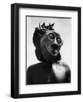 Bopende Tribesman of Western Congo Wearing Mask During Initiation of Boys Into Tribal Society-Eliot Elisofon-Framed Premium Photographic Print