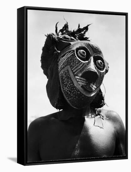 Bopende Tribesman of Western Congo Wearing Mask During Initiation of Boys Into Tribal Society-Eliot Elisofon-Framed Stretched Canvas