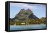 Bora Bora. Extinct Volcano and Peaks of Mount Otemanu and Mount Pahia-Alida Latham-Framed Stretched Canvas