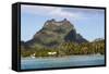 Bora Bora. Extinct Volcano and Peaks of Mount Otemanu and Mount Pahia-Alida Latham-Framed Stretched Canvas