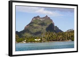 Bora Bora. Extinct Volcano and Peaks of Mount Otemanu and Mount Pahia-Alida Latham-Framed Photographic Print