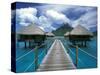 Bora Bora Nui Resort bungalows, Moto Toopua, French Polynesia-Walter Bibikow-Stretched Canvas