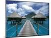 Bora Bora Nui Resort bungalows, Moto Toopua, French Polynesia-Walter Bibikow-Mounted Photographic Print