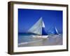 Boracay beach with traditional sailboats-Charles Bowman-Framed Photographic Print