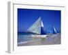 Boracay beach with traditional sailboats-Charles Bowman-Framed Photographic Print