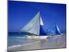 Boracay beach with traditional sailboats-Charles Bowman-Mounted Photographic Print