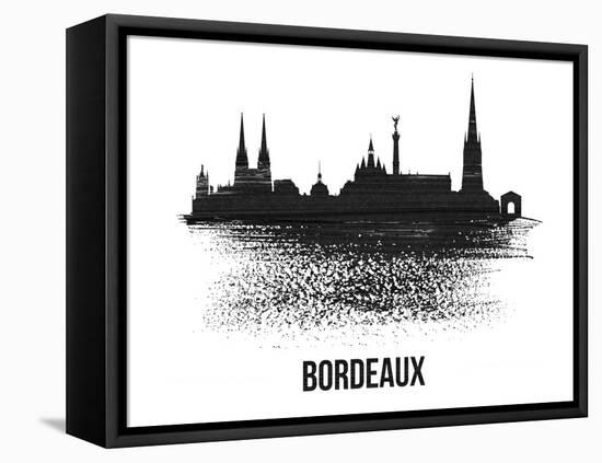 Bordeaux Skyline Brush Stroke - Black II-NaxArt-Framed Stretched Canvas