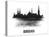 Bordeaux Skyline Brush Stroke - Black II-NaxArt-Stretched Canvas