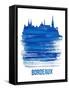 Bordeaux Skyline Brush Stroke - Blue-NaxArt-Framed Stretched Canvas