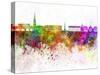 Bordeaux Skyline in Watercolor Background-paulrommer-Stretched Canvas