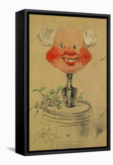 Bordeaux Wine, Caricature, 1857, Drawing-Claude Monet-Framed Stretched Canvas