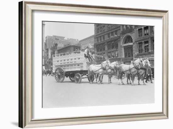 Borden Dairies Enter a Horse Drawn Wagon In the Work Horse Parade-null-Framed Art Print