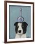 Border Collie with Blue Vase-Fab Funky-Framed Art Print