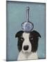 Border Collie with Blue Vase-Fab Funky-Mounted Art Print