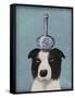 Border Collie with Blue Vase-Fab Funky-Framed Stretched Canvas