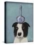 Border Collie with Blue Vase-Fab Funky-Stretched Canvas