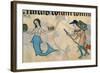 Border detail of a mermaid and a tinker, from the Luttrell Psalter-English-Framed Giclee Print