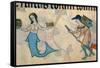 Border detail of a mermaid and a tinker, from the Luttrell Psalter-English-Framed Stretched Canvas