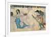 Border detail of a mermaid and a tinker, from the Luttrell Psalter-English-Framed Giclee Print