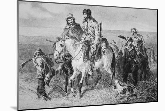 Border Ruffians from Missouri Invading Kansas, 1856 (Etching)-American-Mounted Giclee Print