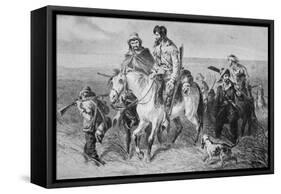 Border Ruffians from Missouri Invading Kansas, 1856 (Etching)-American-Framed Stretched Canvas