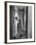 Border Waiting Outside Bathroom at Boarding House-William C^ Shrout-Framed Premium Photographic Print