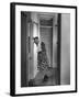 Border Waiting Outside Bathroom at Boarding House-William C^ Shrout-Framed Premium Photographic Print