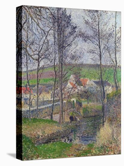 Bords De La Viosne a Osny, Temps Gris, Hiver - Peinture De Camille Pissarro(1830-1903) the Banks Of-Camille Pissarro-Stretched Canvas