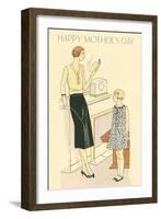 Bored Woman Reading to Daughter-null-Framed Art Print