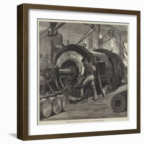 Boring the Trunnion Coil of the 81-Ton Gun at Woolwich Arsenal-William Heysham Overend-Framed Giclee Print