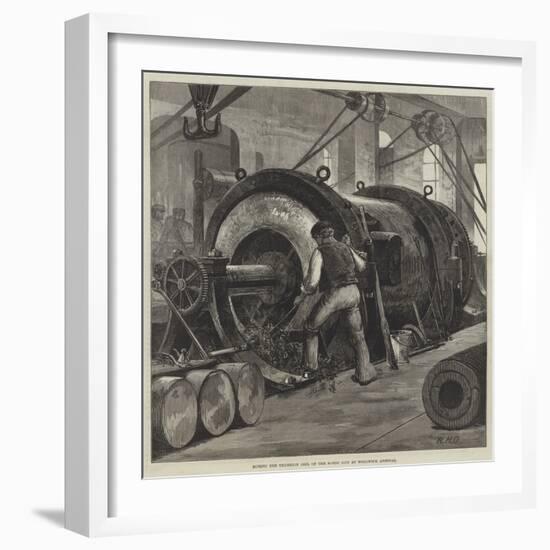 Boring the Trunnion Coil of the 81-Ton Gun at Woolwich Arsenal-William Heysham Overend-Framed Giclee Print