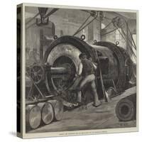 Boring the Trunnion Coil of the 81-Ton Gun at Woolwich Arsenal-William Heysham Overend-Stretched Canvas