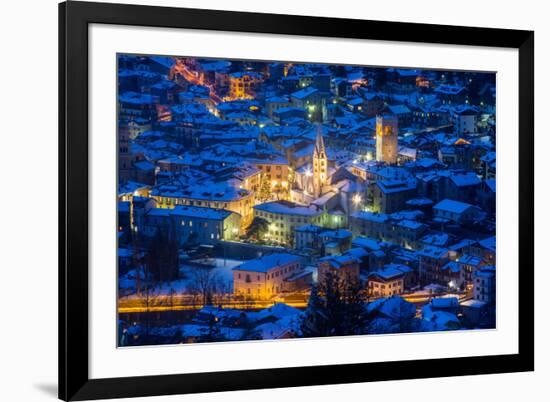 Bormio, Sondrio district, Lombardy, Italy. City lights in winter.-ClickAlps-Framed Photographic Print