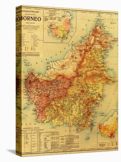 Borneo - Panoramic Map-Lantern Press-Stretched Canvas