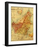 Borneo - Panoramic Map-Lantern Press-Framed Art Print