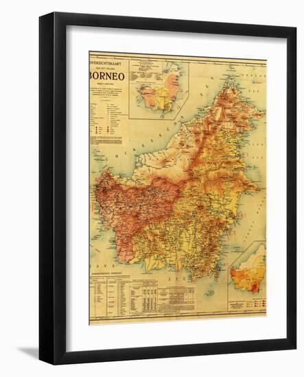 Borneo - Panoramic Map-Lantern Press-Framed Art Print