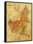 Borneo - Panoramic Map-Lantern Press-Framed Stretched Canvas