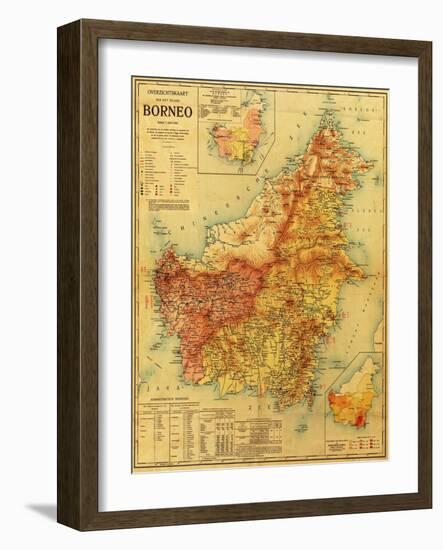 Borneo - Panoramic Map-Lantern Press-Framed Art Print