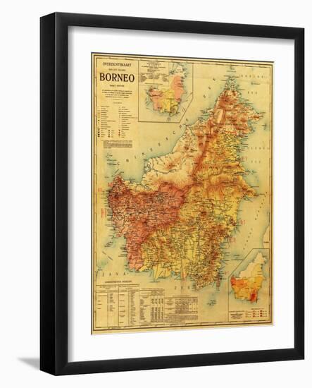 Borneo - Panoramic Map-Lantern Press-Framed Art Print