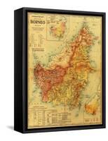 Borneo - Panoramic Map-Lantern Press-Framed Stretched Canvas