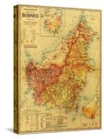 Borneo - Panoramic Map-Lantern Press-Stretched Canvas
